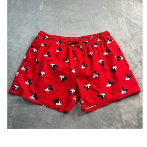 Oh My Disney Men's Red Mickey Mouse All Over Print Drawstring Swim Shorts Sz 2XL